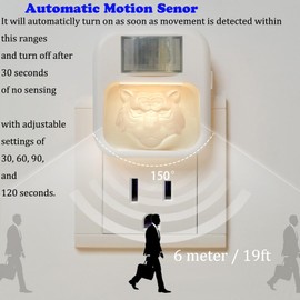 Puuraise Compact Smart Motion Sensor LED Night Light - Dimmable, Adjustable Color, Plug-in for Hallway, Bathroom, Bedroom - Travel-Friendly (Tiger Head, 1)