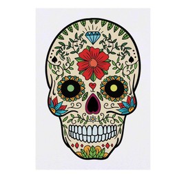 'Coloured Skull' Temporary Tattoo - Water Resistant, Skin-Safe, Non-Toxic Transfer (TO00078717)