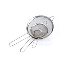GWHOLE Powder Sifter, Strainer, Confectionery Colander, Stainless Steel, Mesh 0.04 inch (1 mm), Diameter 0.2 inch (7/12/18 cm), Set of 3