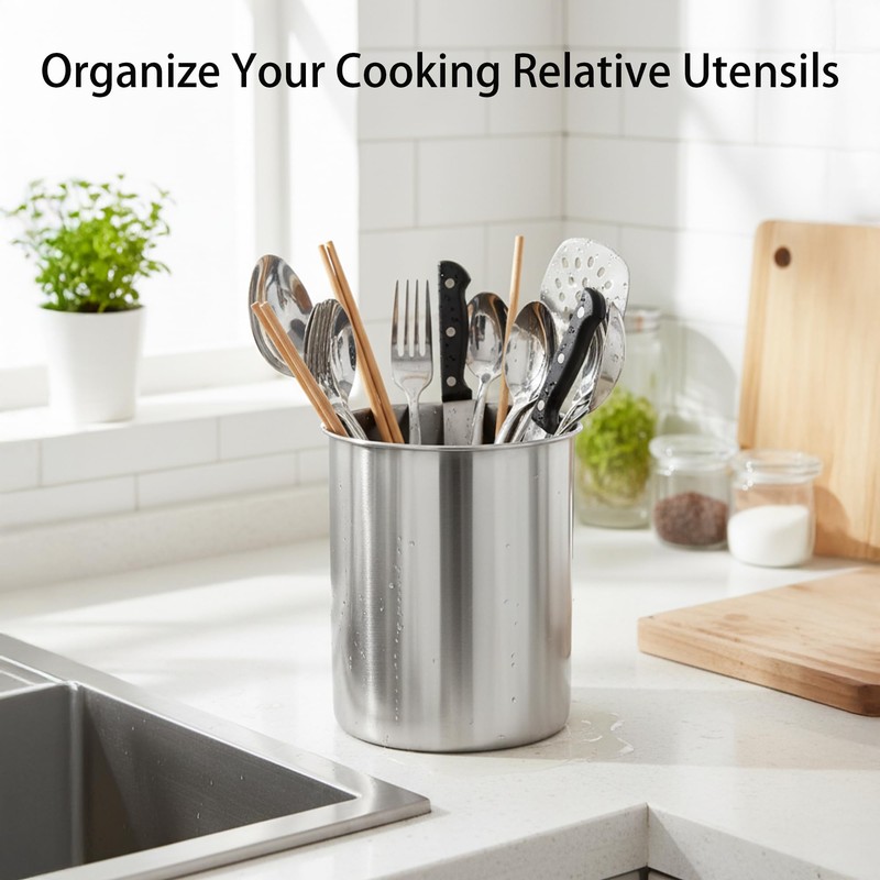 ZORGONS Stainless Steel Utensil Holder for Counter Top - 4.5''