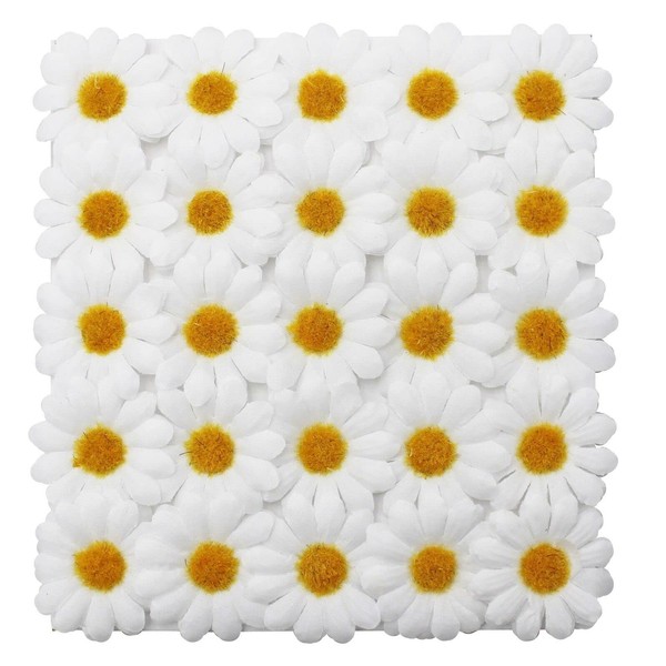 25 Pack Easter Fabric Decorative Daisies Spring - Easter Bonnet Craft Decoration (White)