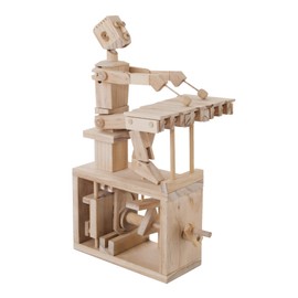 Timberkits Xylophone Player Automata Musician Mechanical Wooden Puzzle-Model Construction Kit, Natural Wood