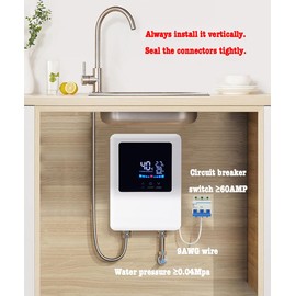 110V Electric Tankless Water Heater, 5500W Instant Water Heater with Remote, Large Digital Display, RV Hot Water Heater, Fault Self-Test, 1/2” NPT for Hand Wash Kitchen RV