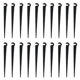 Irrigation Drip Support Stakes, 100 Pcs 1/4 Inch Tubing Hose Holder Plastic Ground Securing Pegs C-shape Irrigation Support Stakes for 4/7 Tubing Hose Flower Beds Vegetable Herb Garden