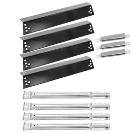 Hongso 15" Heat Plates and 14 7/8" Pipe Burners for Charbroil 463411911, 463411512, 463411712, Kenmore 122.16134110, 415.16106210, Nexgrill 720-0783, 720-0773, 720-0719BL and Tera Gear 1010007A Models