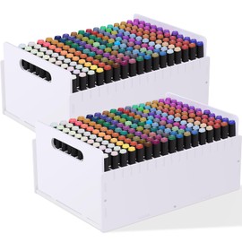 Sunnychicc Marker Pen Organizer Holder, Art Marker Storage Rack for Colored Pens Pencils Brushes Adjustable Craft Art Supply Storage for Desk Organizer(204 Slots)