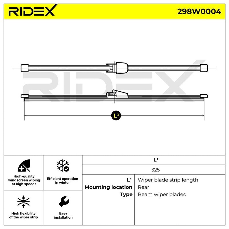 RIDEX 298W0004 Rear Wiper Blade