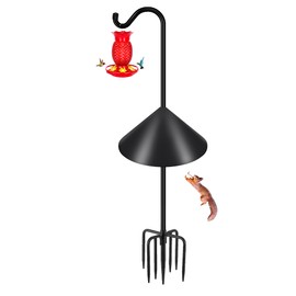 Gtongoko Gtongoko Bird Feeder Pole Squirrel Proof, 92 Inch Shepherds Hook for Outdoor with Squirrel Baffles Adjustable Heavy Duty with 7 Prongs Base for Hanging Plants, Bird Feeders, Black