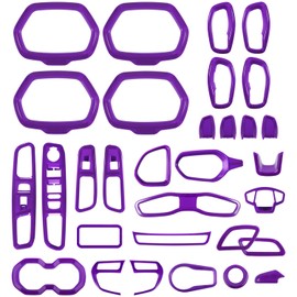 Danti for Jeep Renegade Interior Accessories Decoration Cover Trim Air Conditioning Vent Decoration & Door Speaker & Water Cup Holder & Headlight Switch for Jeep Renegade (Purple, 31Pcs)