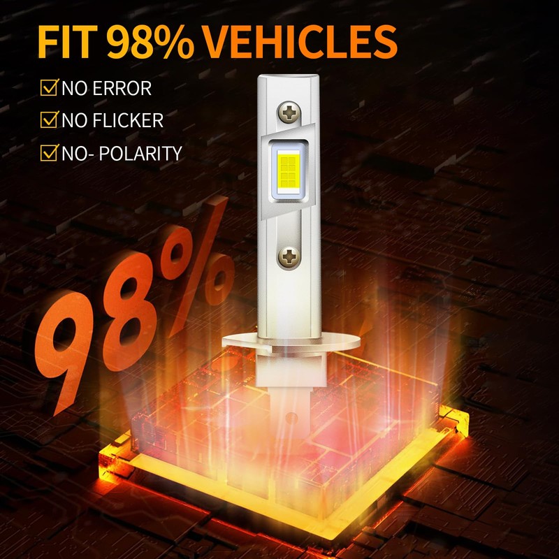 APMAT H1 LED Bulb, 30000 LM 500% Brighter 6500K Xenon