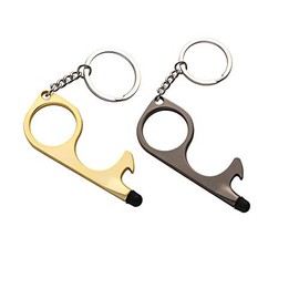 2 Brass Door Opener Tool Clean Key Hand Free Tools I Pack of 2 No Touch Door Handle Opener Keychain Multi Tools I Smart Stylus Keys Hook Antimicrobial Germ Key I Touchless Openers