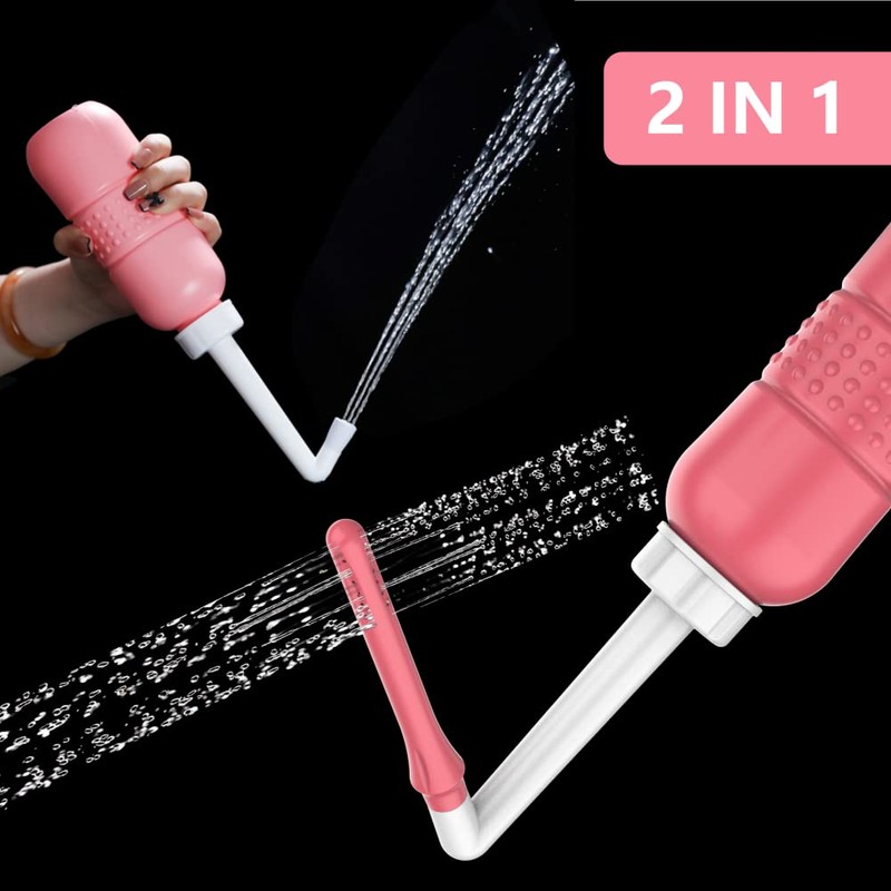 2PCS-Pack 2-in-1 Portable Bidet Vaginal Douche,450ml Travel Bidet Bottle Perineal