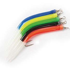 FLADEN Fishing Soft Bait - 5 Pack Assorted Colours Glow Gummi Mac Sandeels Range of Hook Size/Length - Quality Imitation Fake Bait - For all Predatory Fish (5 pack - Size 4/0 10 cm) [17-821-40]