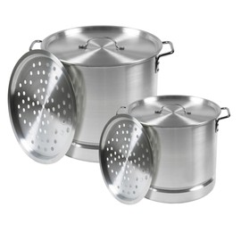 IMUSA Aluminum Steamer Dual Piece Set, 32 Qt and 10 Qt, Silver