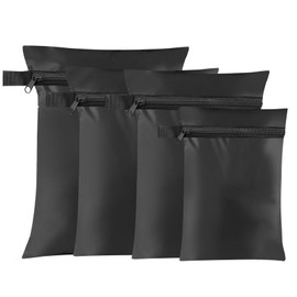 AYSYR Pack of 4 Wet Bag Black, Wet Bag Suitable for Travel, Wet Bag for Storage, Waterproof Bag, Not Easy to Dirty, Laundry Bag Travel (22 x 35.25 x 38.28 x 40.20 x 30 cm), black