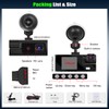 3 Channel Dash Cam Front and Rear Inside,2 Inch 1080P
