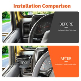 SQQP Center Console Cup Holder Expander Fit for 1997-2006 Jeep Wrangler TJ, Mounted Drink Holders(Left Black)