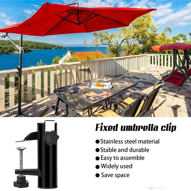 xlwen Terrace Umbrella Clip 1 Piece Balcony Umbrella Clamp, Patio