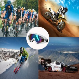 Ski Goggles Over Glasses Ski/Snowboard Goggles For Men, Women & Youth 100% UV Protection Foam Anti-Scratch Dustproof (White)