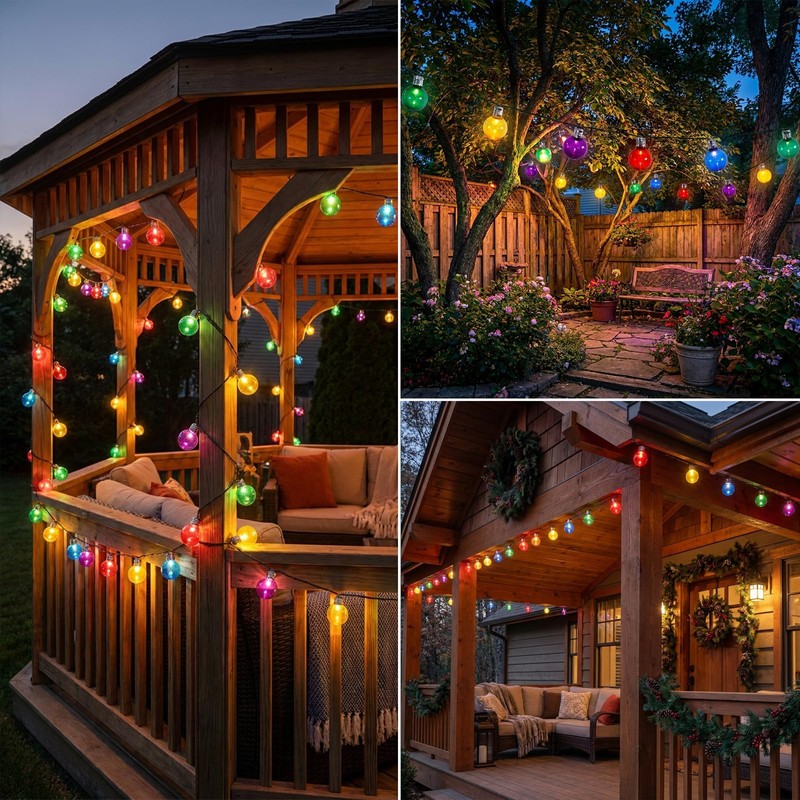 Afirst Solar String Lights Outdoor Waterproof, 15FT Multicolor Patio Lights