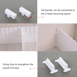 UtySty 22 Pack Drawer Divider Clips Holder Plastic Mount Fixing Buckle Corner Angle Cross Connector Ends for Drawer Organizer Partition Grid Plates Separators Rail Box Installation (4 Types)