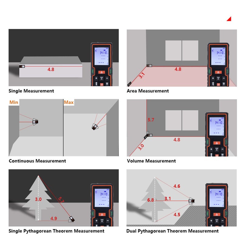 Laser Measure Distance Meter 40m Digital Display Tool for Construction
