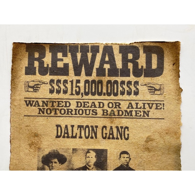 Wanted Poster Vintage Style Western Print Wild West Dalton Gang