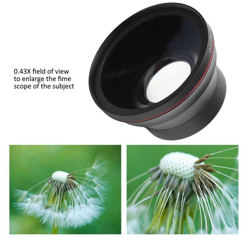 55mm 0.43X Wide Angle Lens Optical Glass Coating Technology Camera