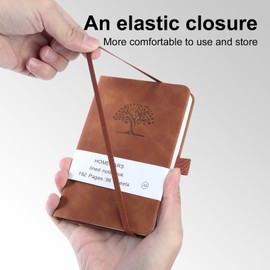 Pocket Notebook, Small Notebook, 3 Pack, HOMEMARS Pocket Notepad,14.4 cm x 9.6cm, A6 Notebook, Small Notepad, Brown, Green, Blue, 192 Pages Each, Hardcover, Embossing Tree Design, Lined Paper