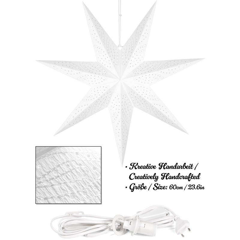 BRUBAKER 60 cm Paper Christmas Star for Hanging - Window