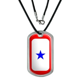 GRAPHICS & MORE Blue Star Flag - One 1 War Mother Service Military Dog Tag Black Cord