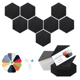 Mollywell Hexagon Acoustic Panels, High Density, Soundproofing, Decorative Noise Reduction Felt Wall Tiles for Ceilings, Home Office & Gaming Room (Black), 12x10x0.4 Inch