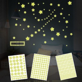 ZWZNBL 452 Pieces Luminous Star Stickers, Beautiful Star Wall Stickers for Bedroom, DIY Luminous Star Stickers for Nursery Living Room Decoration