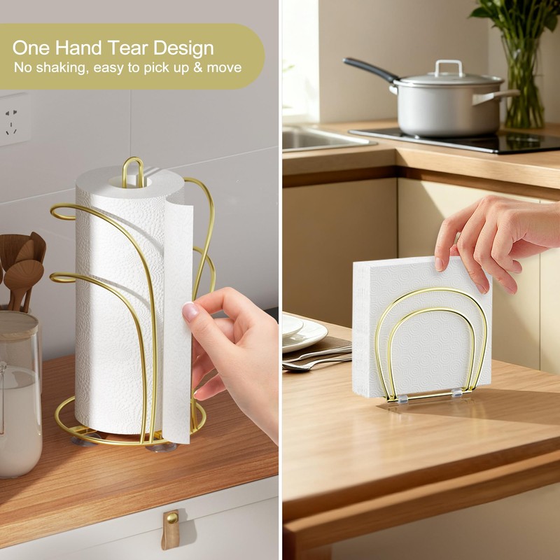 SZQINJI Paper Towel Roll Holder Countertop & Napkin Holder Set,