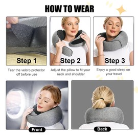 RURING Travel Pillows for Airplanes, Travel Neck Pillow Travel Pillow, Neck Pillow Airplane Memory Foam 360 Degree Support Stowable Pillows for Airplanes Offices and Cars 2PCS (Pink + Black)