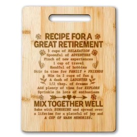 Recipe For A Great Retirement Cutting Board - Retirement Gifts For Women Men - Going Away Gifts - Retired Gifts - Recipe Cutting Board Gift