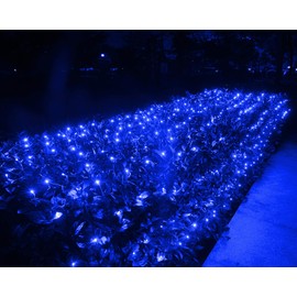 Joomer 12ft x 5ft 360 LED Christmas Net Lights, 8 Modes Bush Mesh Lights Connectable, Timer, Waterproof for Christmas Trees, Bushes, Garden, Outdoor Decorations (Green Wire, Blue)