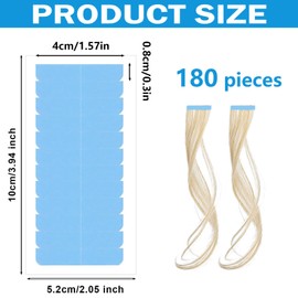 ZPLASK 15 Sheets/180Pcs Hair Extension Tapes, Double-Sided Pre-Cut Hair Tape, Durable & Waterproof Tape Hair Extensions Glue Strips, Hair Tapes for Extensions Replacement (Blue)