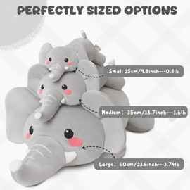 TOYSYM Weighted Stuffed Animals, Elephant Stuffed Animal with Weighted Beads, Cute Plush Toy Pillow Gifts for Adults Kids Boys Girls