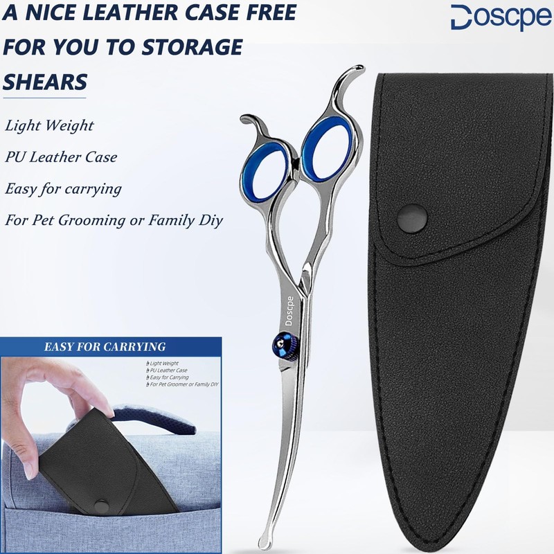 Doscpe Curved Dog Grooming Scissors 7.28 inches Round Tips Pet