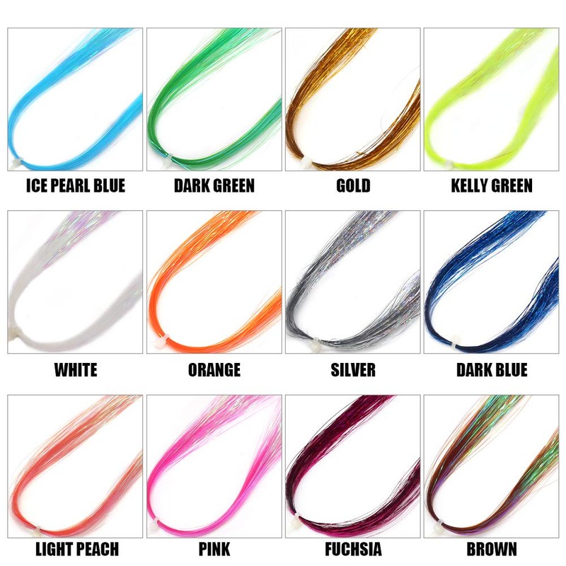 Fly Tying Materials 12 Colors Krystal Flash Ripple Flashabou Flies