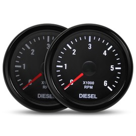 Diesel RPM Tachometer 2-1/16" 52mm Automotive Tachometer for Car Interior 0-6000 RPM Tach Gauge 2" Tachometer Gauge for 2-8 Cylinder Diesel Engine Tachometer 12V