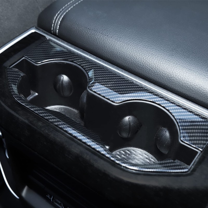 SQQP Center Console Rear Cup Holder Trim Cover, ABS Interior