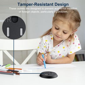 Recessed Power Grommet 2 inch,Tamper-Resistant Design AC Outlets, Fast Charging Station USB-C Port,Desk Hole Grommet Recessed Outlet,Round Desktop Conference Room Power Grommet Outlet.(Black)