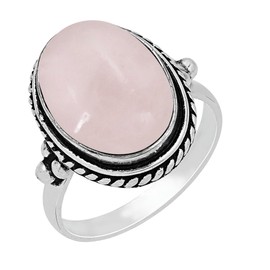7.95Cts Oval Shaped Natural Gemstone Solitaire Rings For Women, 925 Silver Plated Birthstone Ring Jewelry Women'S Day Gifts For Mom Wife, gemstone, Rose Quartz
