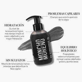 MONCHO MORENO Bathman Detox Hair Aktivkohle-Shampoo, fettige und trockene Enden, 250 ml (1er-Pack) (500 Stück)