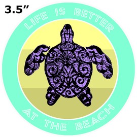 Athena Brands Turtle Life is Better at the Beach Car Truck Window Bumper Graphic Sticker Decal - Sea Grass Green