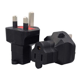 JORINDO UK to 5-15R AC Power Converter，UK, UAE, Hong Kong BS-1363 Travel Power Plug Adapter ，British Standard 3-pin with Safety Tube to American Three-Hole 5-15R Adapter Plug