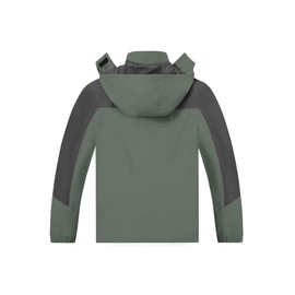 TEZO Mens Rain Jacket Waterproof with Hooded Hiking Coat Lightweight Windbreaker(AG/GY L)