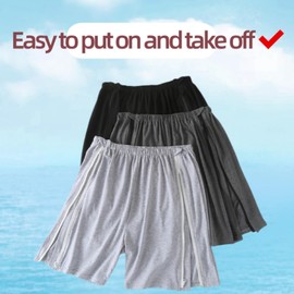 DURASIKO Unisex Zipper Bedridden Patient Clothing,Patient Shorts,Tear Away Pants,Soft Cotton,Hospital Pants for Home Care/Post Surgery/Dialysis/Elderly,Gray Nursing Shorts.